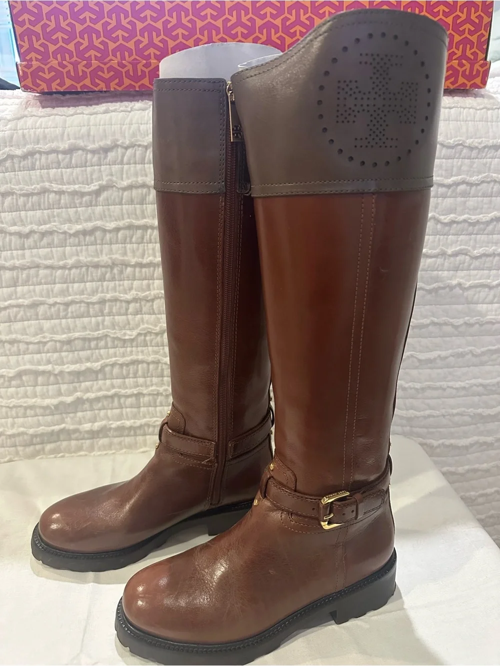 Tory Burch Daniela Riding Boot Size Brown 6.5